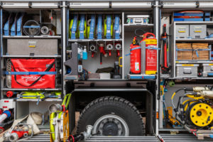 Fire engine, equipment, tools, fire hoses, Wilhelmshaven, Fire engine, equipment, tools, fire hoses, Wilhelmshaven,